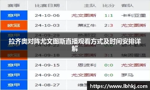 拉齐奥对阵尤文图斯直播观看方式及时间安排详解